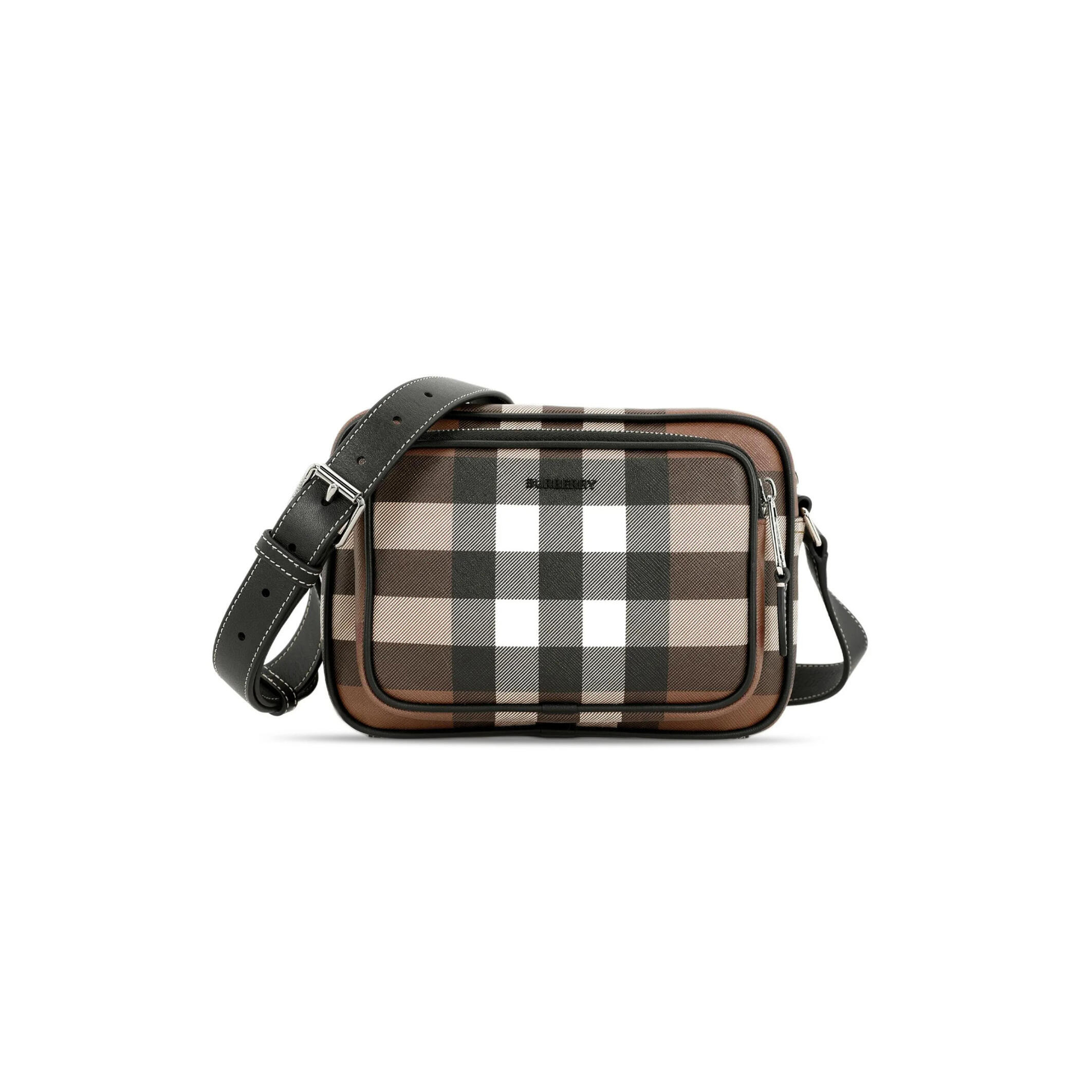 Bv*b*rry check-print crossbody bag in brown 80491451 (22.5*14.5*8.2cm)
